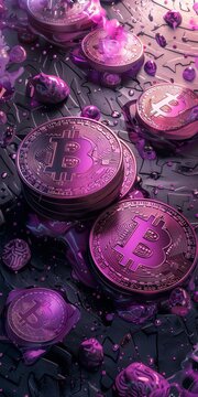 Futuristic Bitcoin Concept in Purple Hues