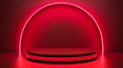 Neon Led Roof Light on a podium red background