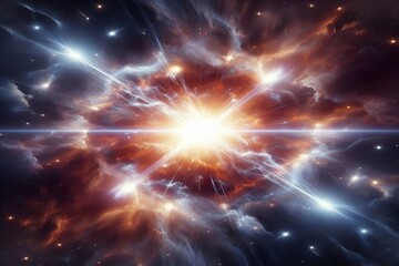 Bild einer Supernova, explodierender Stern mit grell strahlendem Licht im Weltall