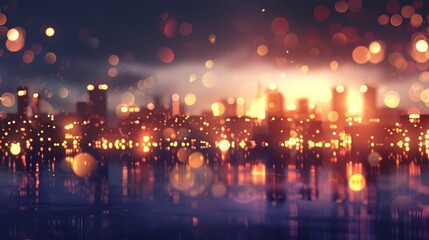 City ​​lights at night bokeh soft light abstract background, illustration bokeh particles, Background decoration. Generative Ai