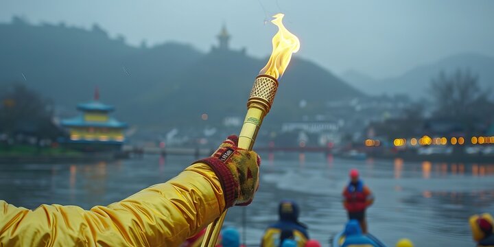 Lighted torch in hand
Concept: an image for relay races and competitive games, symbolizing peace and unity, stimulating motivation and inspiration.