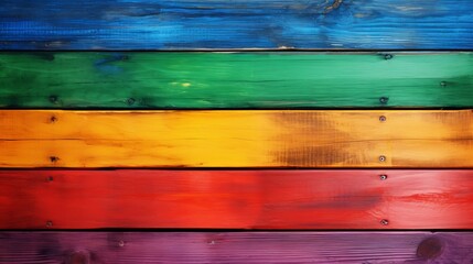 Rustic rainbow lgbt wood table floor - abstract painted wall background panorama
