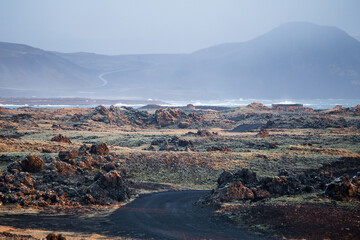view of the volcano lava field