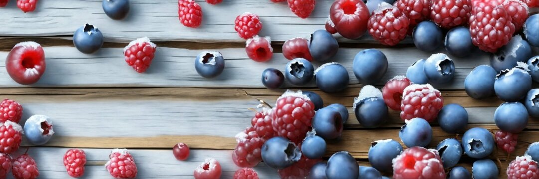 flags on the roof. background frozen berries on a wooden surface