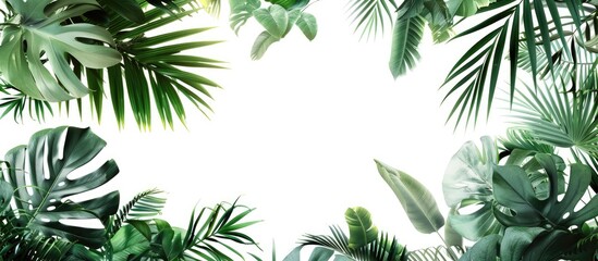 White background with tropical plants.