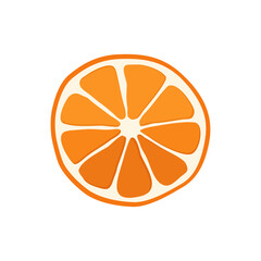 Thin slice of red orange. Isolated vector sliced fruit in flat style. Summer clipart for design