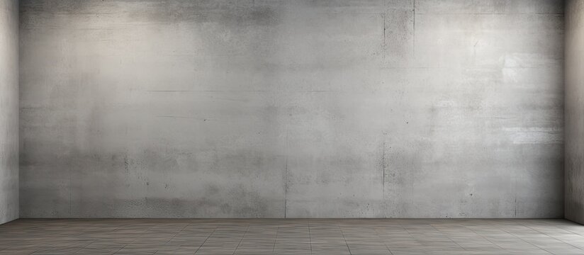 An interior space featuring a sturdy concrete wall and a floor covered in square tiles
