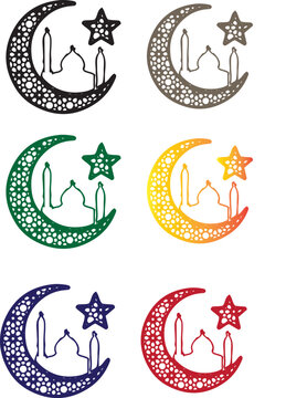 set of eid moon symbol