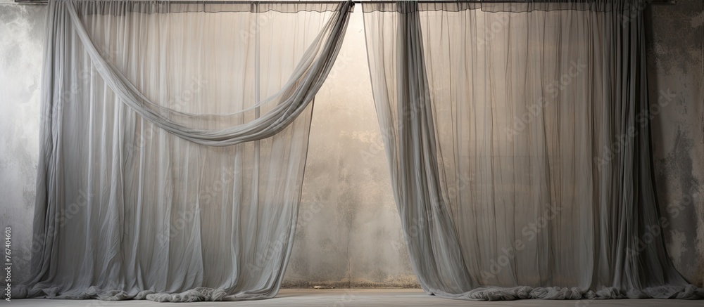 Poster an image showing a curtain up close with a gentle beam of light passing through it