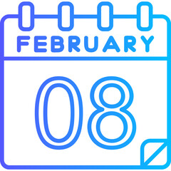 8 February Vector Icon Design