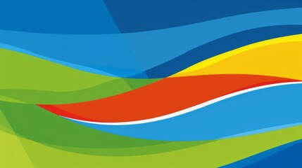 a blue, green, yellow, and red background with a wavy design on the left side of the image.