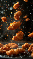 Fried Chicken Explosion: Mid-Air Toss with Spices