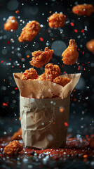 Fried Chicken Explosion: Mid-Air Toss with Spices