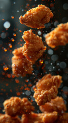 Fried Chicken Explosion: Mid-Air Toss with Spices