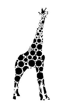 Giraffe graphic monochrome of circles. hand drawing. Not AI, Vector illustration