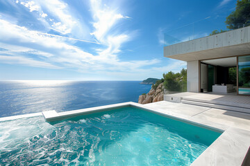 Luxury mediterranean summer villa with swimming pool, holiday resort, relaxation