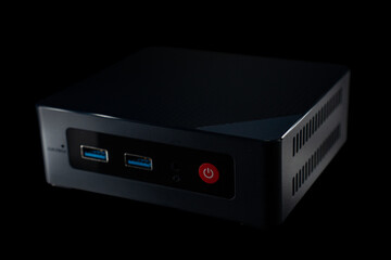 Mini PC. Close-up of the mini computer