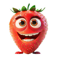 Obraz premium A cartoon strawberry with a big smile on its face