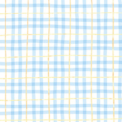Gold Light Blue Plaid Hand Drawn Background Overlay