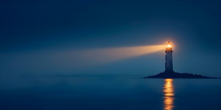 Illuminating Hope: An Old Lighthouse Provides Guidance and Safety Amidst a Dark Seascape. Concept Architecture, Nature, Sustainability, Hope, Light