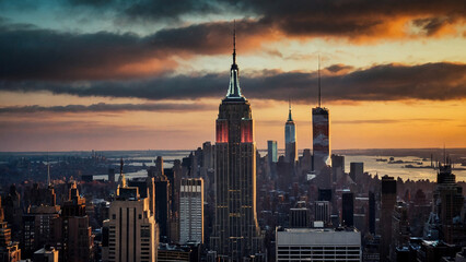 New york view with empire state building  - obrazy, fototapety, plakaty