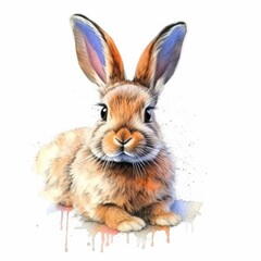 Obraz premium cute watercolor painted bunny isolated on white