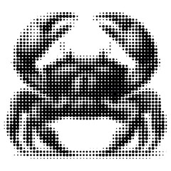 Crab halftone isolated, black silhouette on a transparent background for printing, stencil..Vector drawing