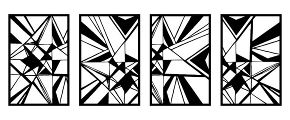 Set of 4 Abstract black and white pattern. For use in graphics. Minimalist illustration for printing on wall decorations