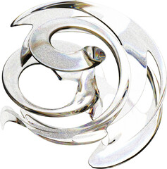 3d rendering. Abstract geometric shapes illustration. Dispersion glass objects isolated on transparent background