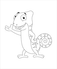 Chameleon Coloring Book Page For KIds