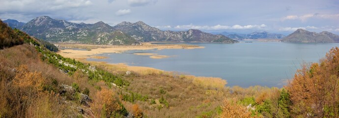 Panoramic view of Skadar Lake near Virpazar, Montenegro