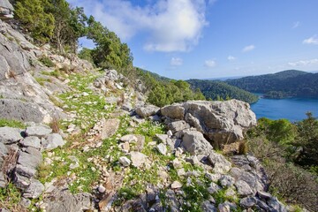 Tourist trail around Veliko jazero in National Park Mljet, Island Mljet, Croatia