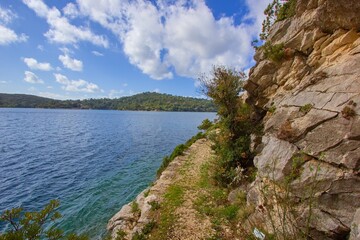Turistic trail around Veliko jazero in National Park Mljet, Island Mljet, Croatia