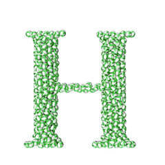 Symbol made of green volleyballs. letter h