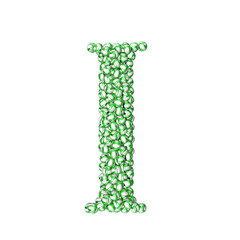 Symbol made of green volleyballs. letter i