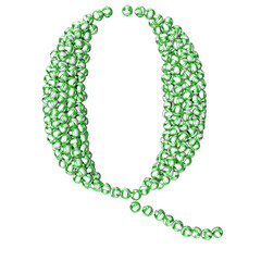 Symbol made of green volleyballs. letter q