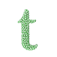 Symbol made of green volleyballs. letter t