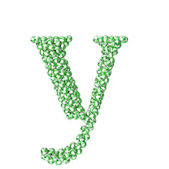 Symbol made of green volleyballs. letter y