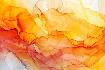 Vibrant Orange Fluid Artwork with Wave Patterns
