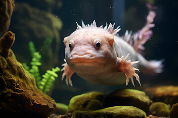 Axlotl, underwater axlotl, underwater animal axlotl