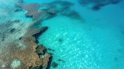 Obraz premium Top view of clear tropical water of the blue ocean or sea