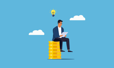 Professional individuals that has creative ideas of money. illustration depicting success and innovation in business. vector.