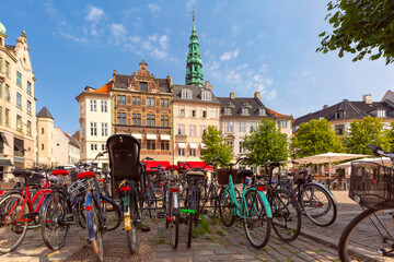 Bicycle parking in Old town of Copenhagen, capital of Denmark - 767414282