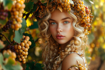 Enchanted Autumn Goddess with Grapevine Crown.