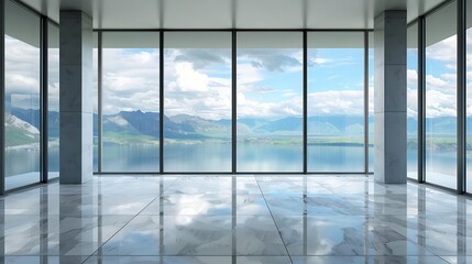 Generative AI : Large windows with floor-to-ceiling windows and beautiful views from the window