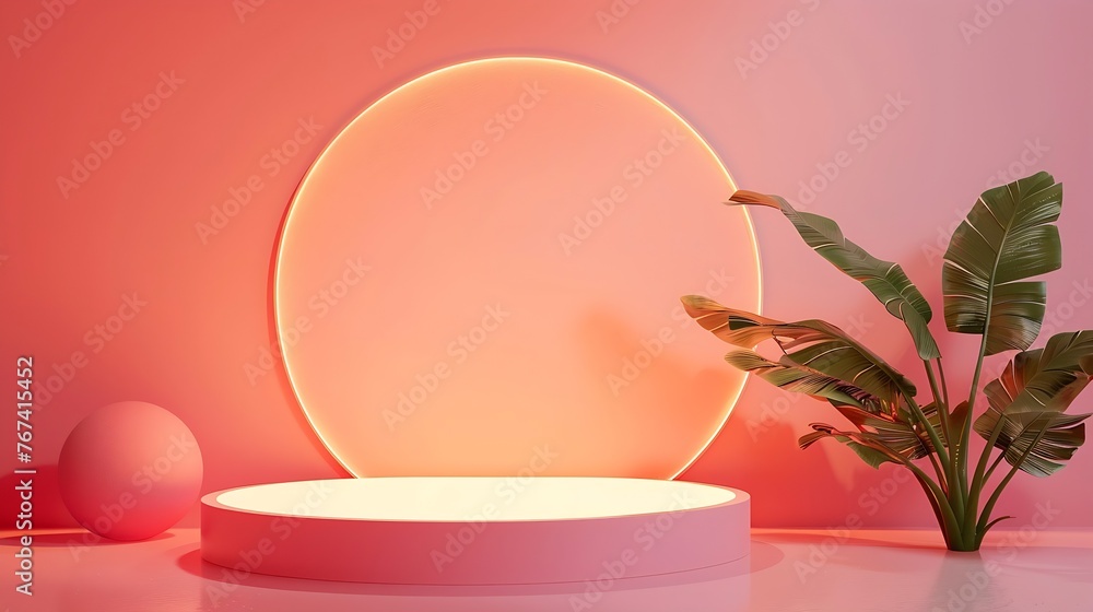 Aufkleber Generative AI : Abstract background, mock up scene geometry shape podium for product display. 3D rendering