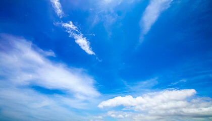 Naklejka na ściany i meble Clear blue sky with some white clouds