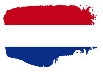 Netherlands flag with palette knife paint brush strokes grunge texture design. Grunge brush stroke effect - obrazy, fototapety, plakaty