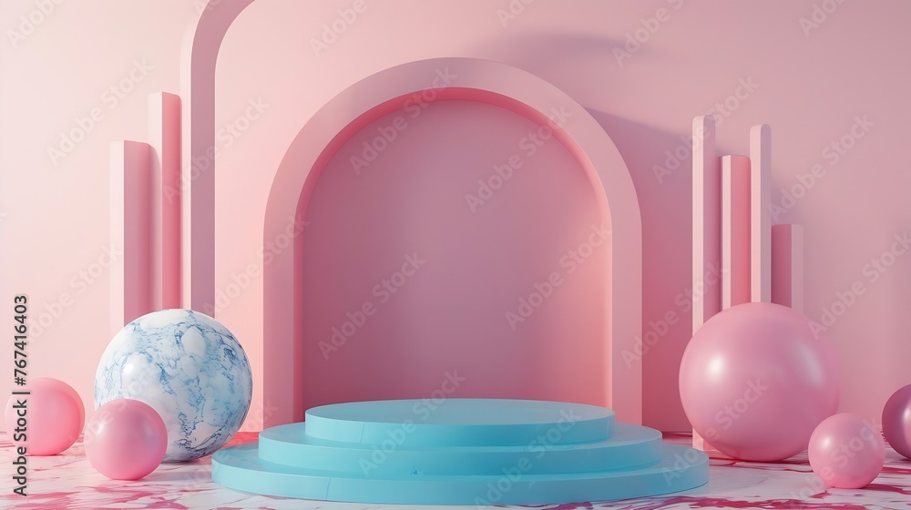 Aufkleber Generative AI : Abstract background, mock up scene geometry shape podium for product display. 3D rendering