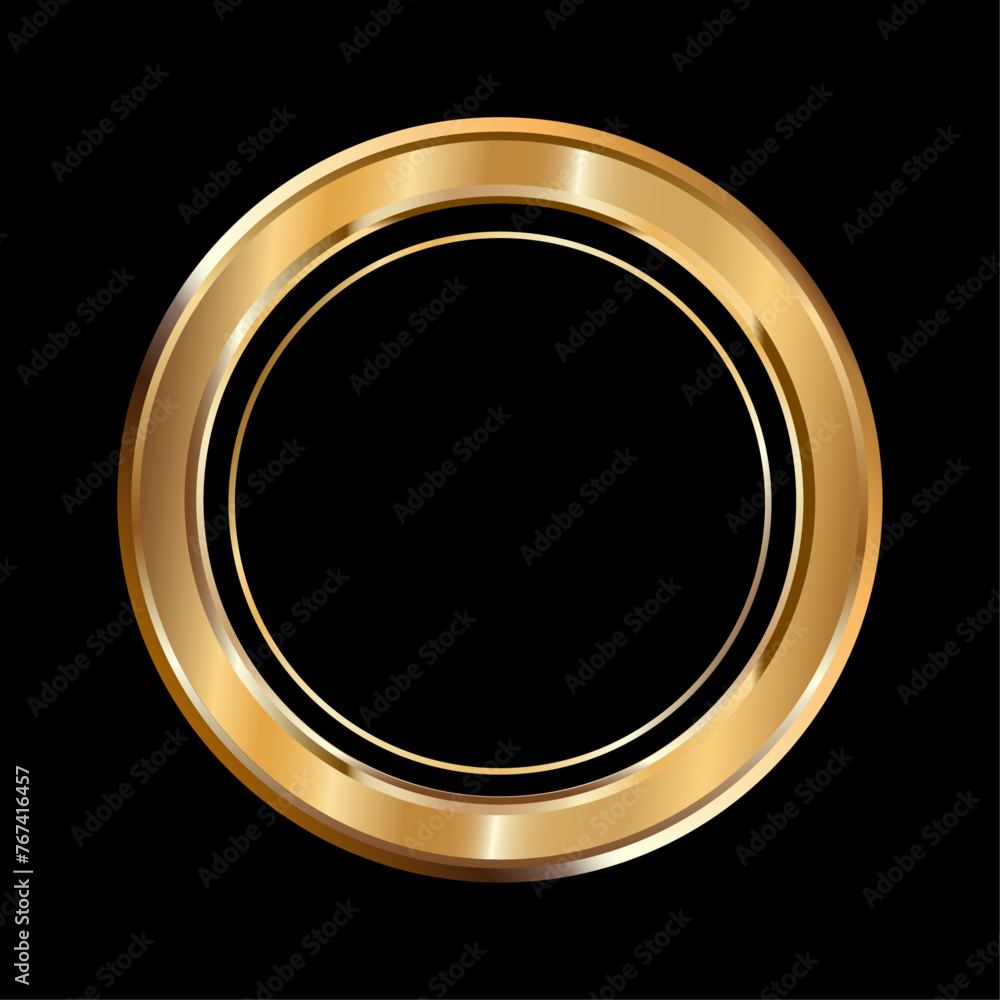 Wall mural detailed round golden circle isolated on white background. gold ring logo. victory, honorable achiev - Wall murals
